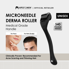 Apestomen Derma Roller Medical-Grade 540-Pin Titanium Derma Roller Mirconeedling Skin Rejuvenation & Beard, Hair Growth