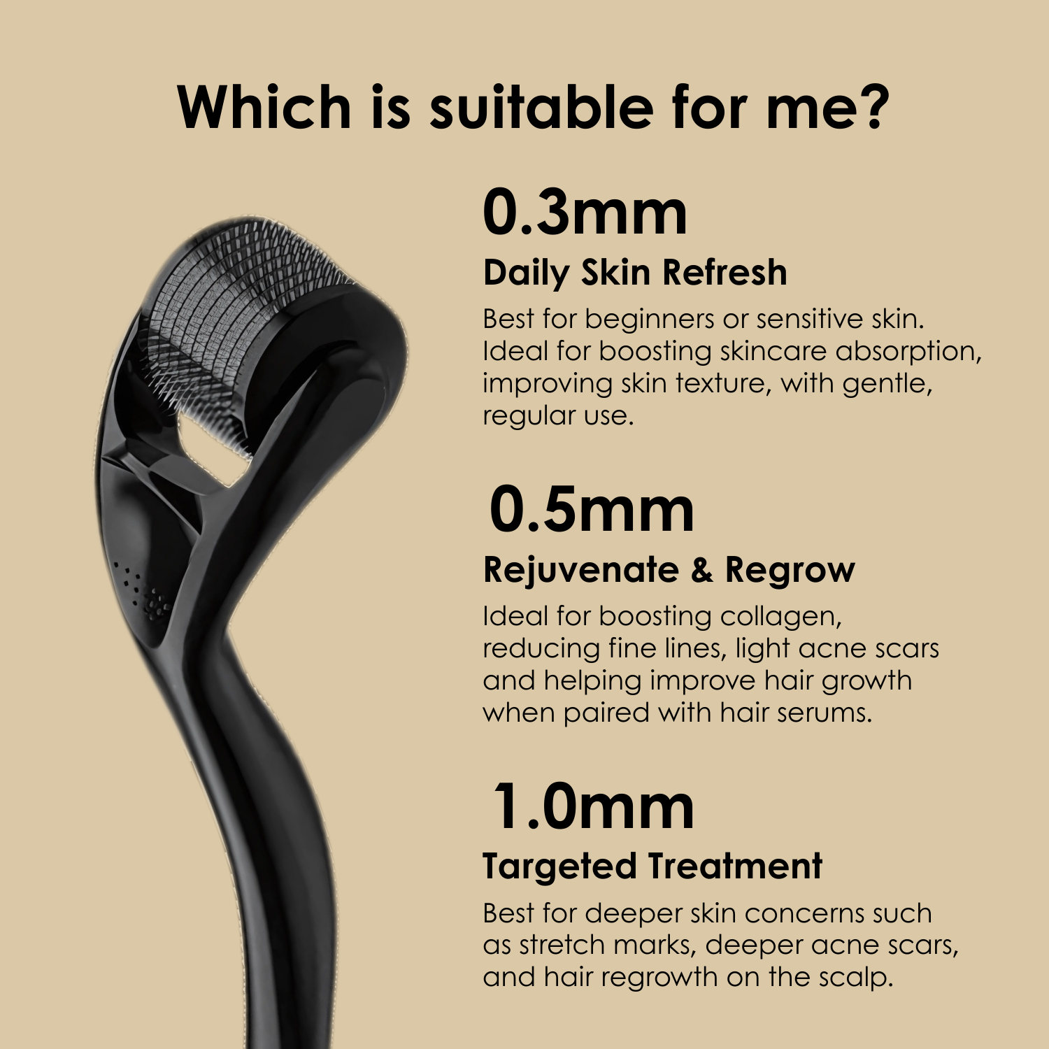 Apestomen Derma Roller Medical-Grade 540-Pin Titanium Derma Roller Mirconeedling Skin Rejuvenation & Beard, Hair Growth
